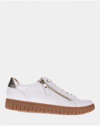 Mia Vita - Luna Zip Casual Sneaker - White/Tan