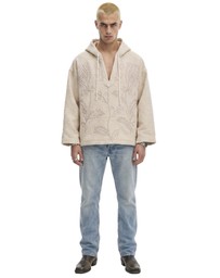 THE TALES - Textured Flower Embroidered Hooded Jacket