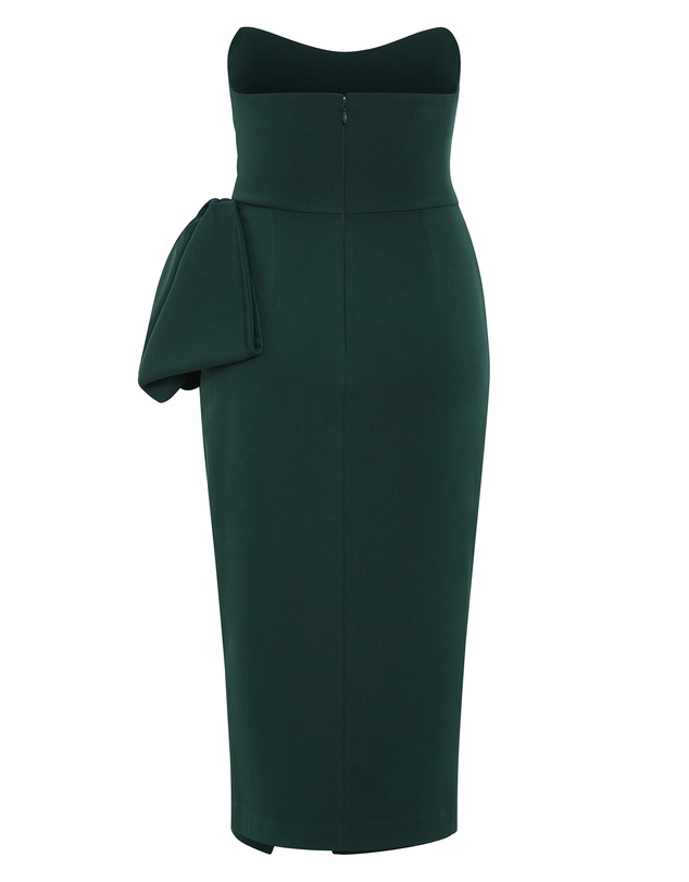 City Chic - Plus size Camellia Strapless Midi Dress - forest