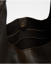 & Other Stories - Large Dark Brown Leather Tote Bag - ICONIC EXCLUSIVE