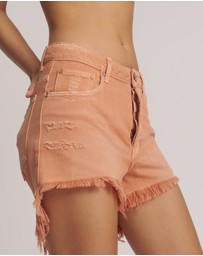 ONE TEASPOON - Bonitas High Waist Denim Shorts - Malta Orange