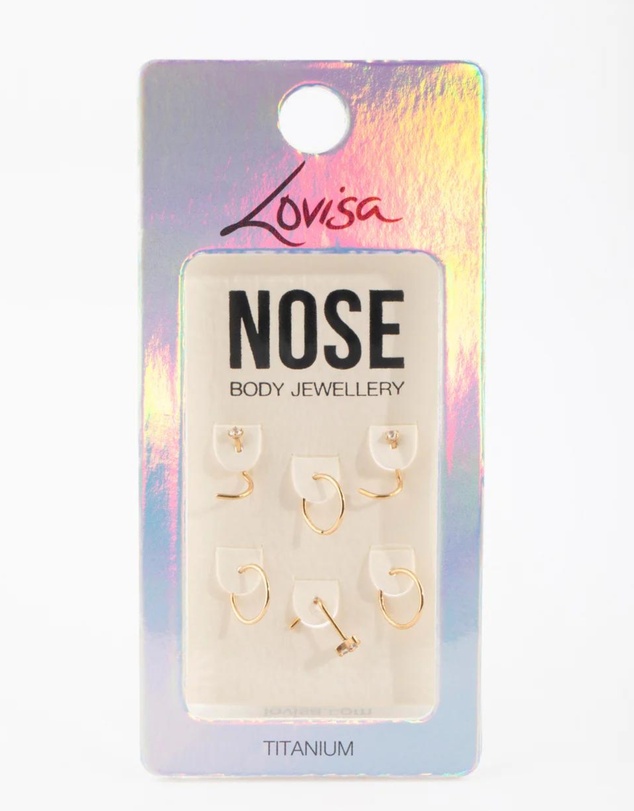 Lovisa - Titanium Diamante Nose Studs