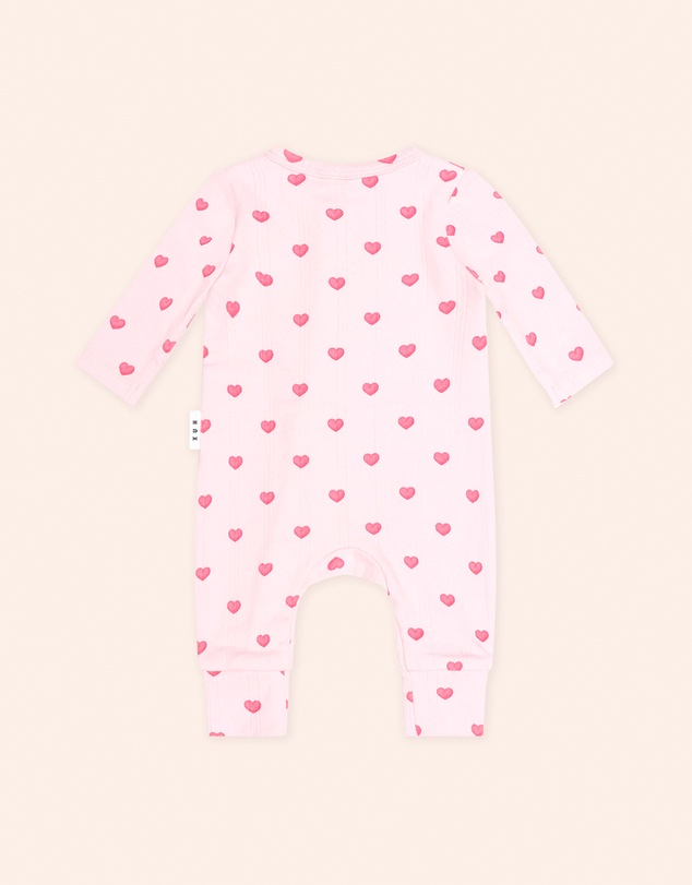 Huxbaby - I Heart You Pointelle Frill Zip Romper - Babies