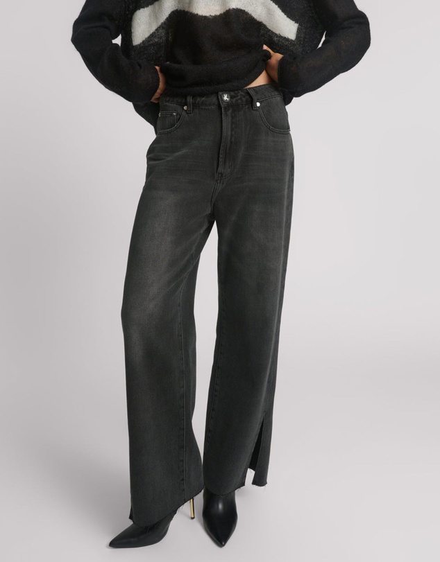 ONE TEASPOON - Billie Low Slung Straight Leg Mid Waist Denim Jeans - Faded Black