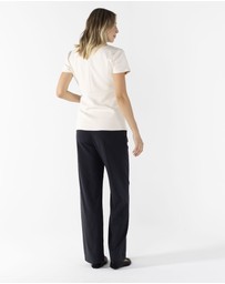 Angel Maternity - Mid Waist Maternity Relax Leg Work Pants - Black