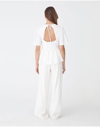 Forcast - Jade Linen Peplum Top