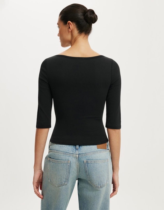 Cotton On - 90s Boatneck 3/4 Sleeve Top