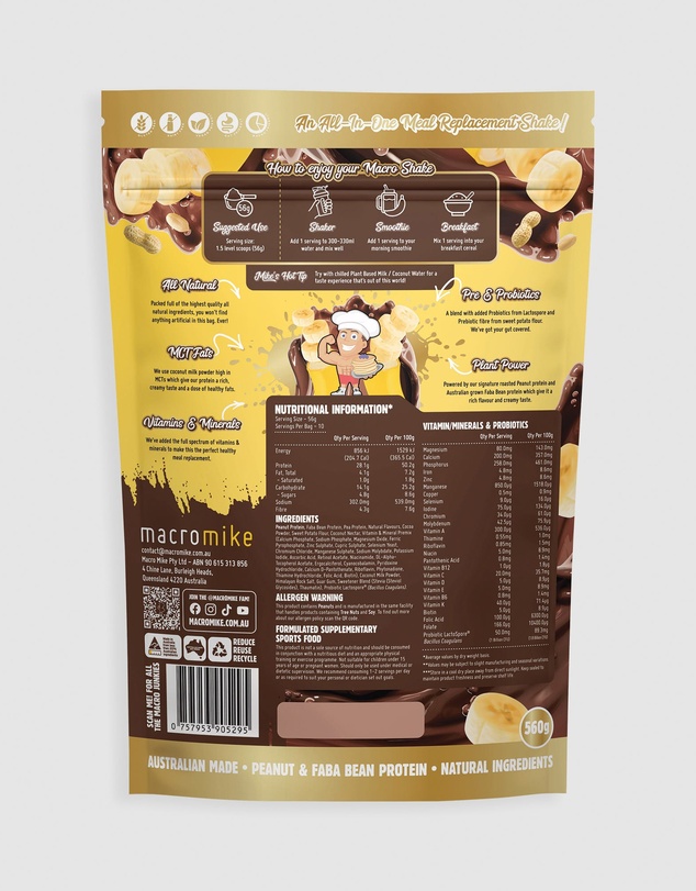 Macro Mike - The Macro Shake Meal Replacement PB Chocolate Banana