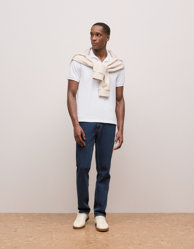 Trenery - Pique Monogram Short Sleeve Polo in White