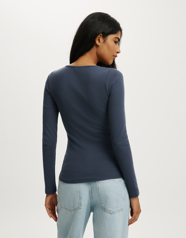 Cotton On - Scoop Neck Rib Long Sleeve