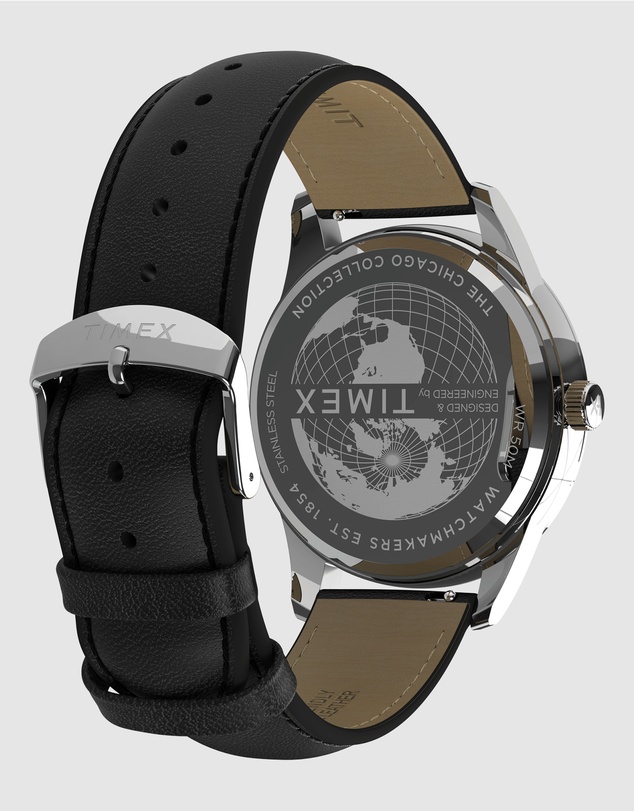 TIMEX - Chicago 45mm Leather Strap Watch