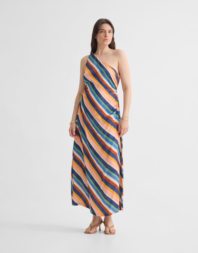 Oxford - Capri Striped One Shoulder Dress