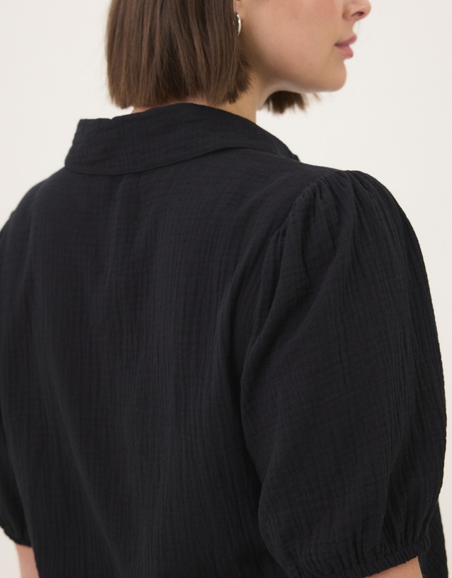 Atmos&Here Curvy - Crinkle Cotton Puff Short Sleeve Top