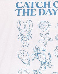 Petal & Pup - Catch of the Day Tee - White Blue