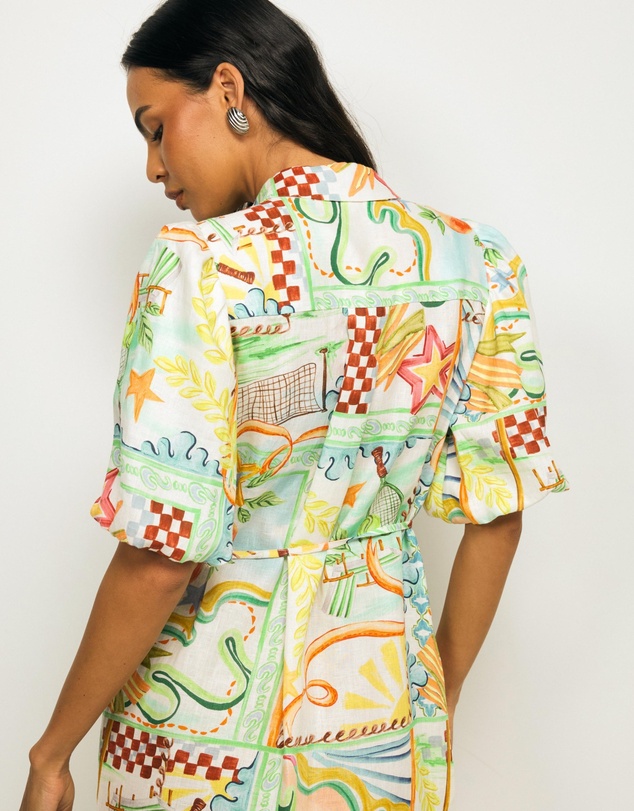 Revibe - Repaired AERE Lana Midi Shirt Dress - AU 18