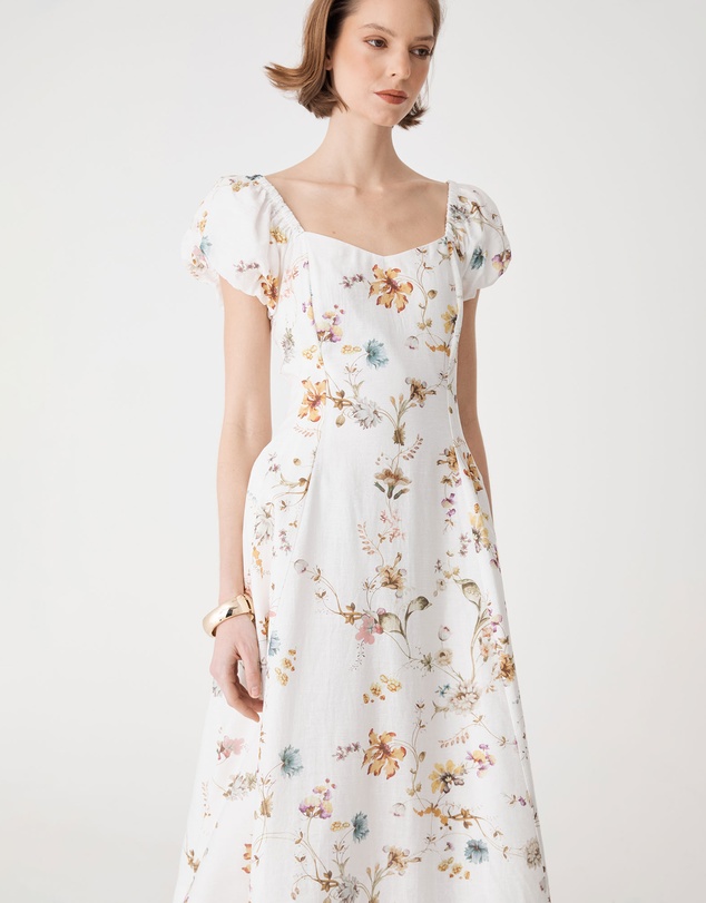 Forcast - Katie Puff Sleeve A-Line Dress