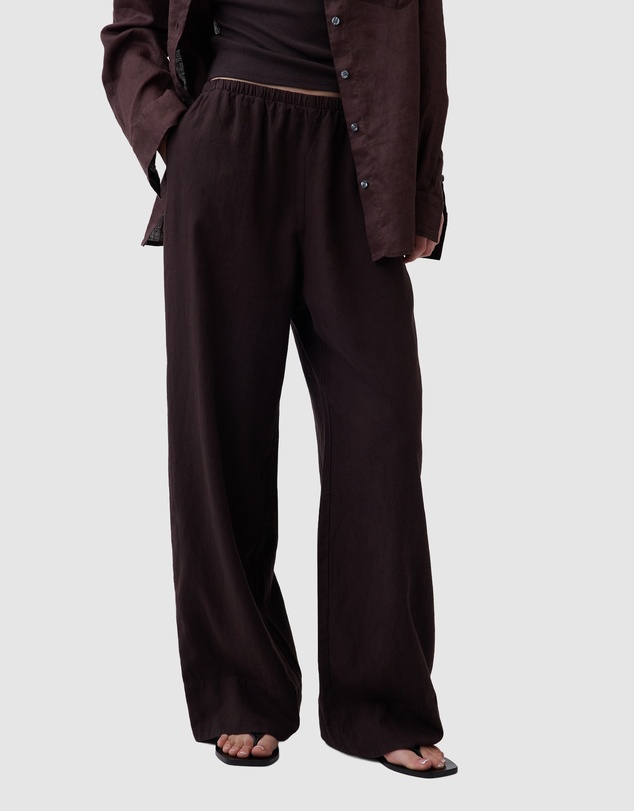 GAP - Linen-Blend Easy Wide-Leg Pants