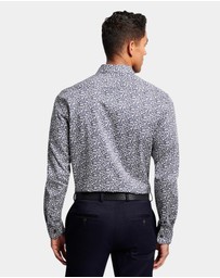 Brooksfield - ABSTRACT FLORAL PRINT REG FIT BUSINESS SHIRT