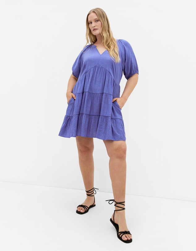 City Chic - Plus size Kara Tiered Mini Dress - amethyst