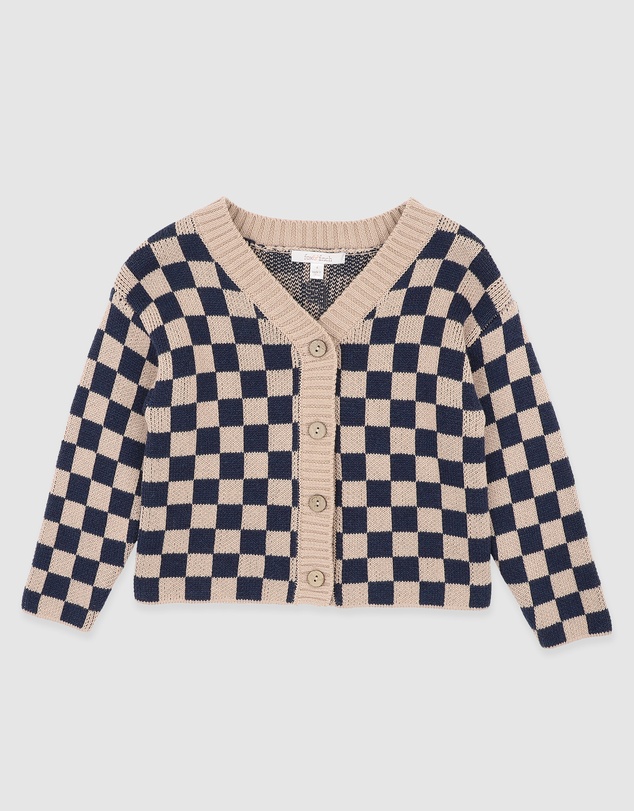 Fox & Finch - Wild Side Check Knitted Cardigan 3-7 Yrs