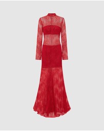 Shona Joy - Labyrinth Lace High Neck Maxi Dress