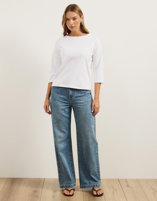 Atmos&Here - Cotton 3/4 Sleeve T-Shirt