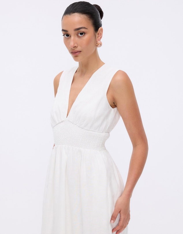 Revibe - Repaired Minima Esenciales Paloma Linen Midi Dress - AU 6
