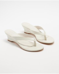 AERE - Leather Thong Wedge Heels