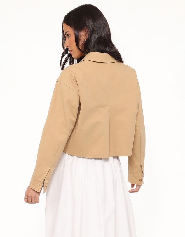 Petal & Pup - Mattie Cropped Trucker Jacket - Taupe