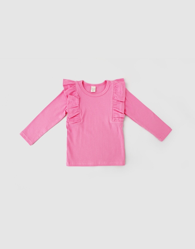 WITH LOVE FOR KIDS - Shimmy Wide Ribbed Long Sleeve Top - Kids