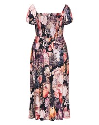 City Chic - Plus size Abbigail Bloom Print Maxi Dress - rose