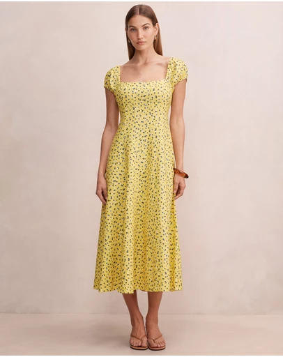 Forever New - Sadie Cap Sleeves Linen Midi Dress