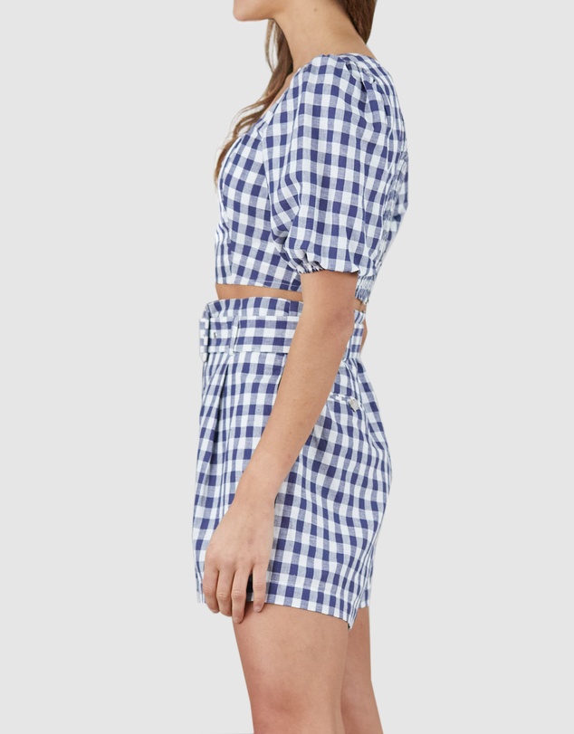 Amelius - Mallee Linen Gingham Crop Top