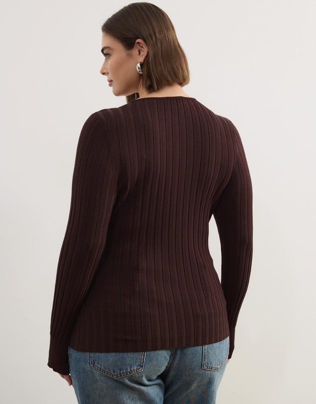 Atmos&Here Curvy - Rumi LS Fitted Rib Knit Top