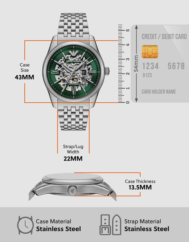 Emporio Armani - Silver Tone Analogue Watch