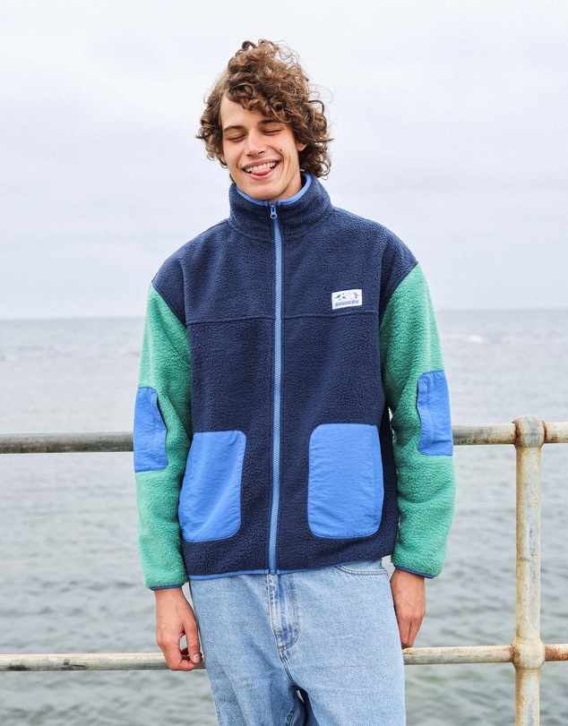 Skwosh - Skwosh Polar Fleece Utility Jacket in Green/Blue