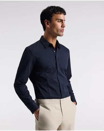 Calibre - Textured Knit Stretch Shirt Navy