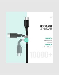 Ugreen - UGreen USB-C 2.0 Male to USB-C 2.0 Male Cable 1m Black 3A Fast Charging 480Mbps Data Transfer