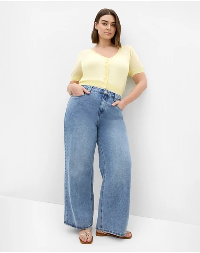 City Chic - Plus size Tara Short Sleeve Crop Cardigan - lemon drop