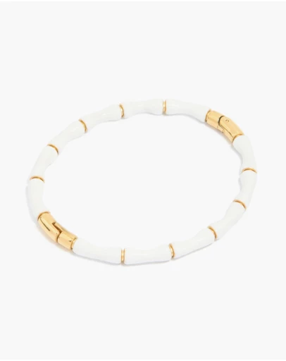 Lovisa - Waterproof Gold Plated Stainless Steel White Enamel Bamboo Bangle