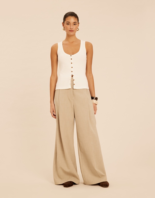 AERE - Ava Button Front Tank Top