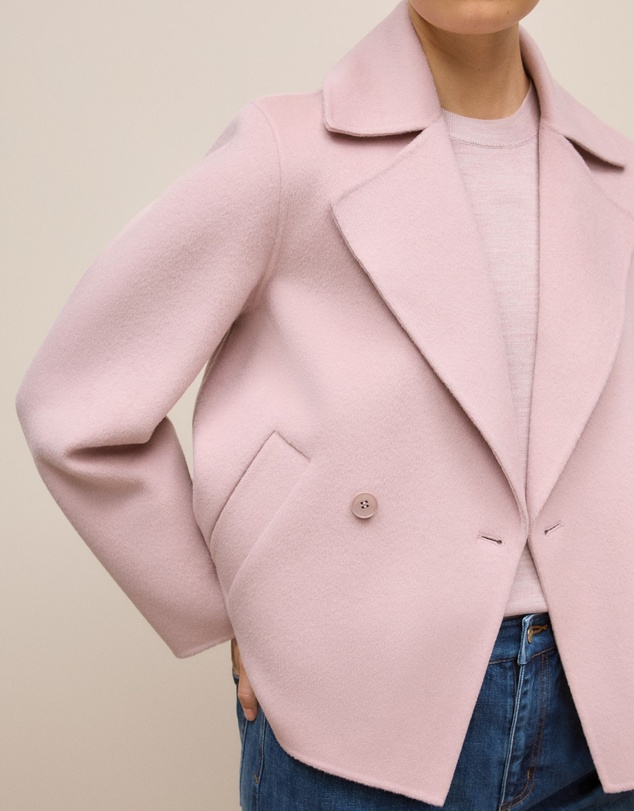 Trenery - Double Faced Wool Peacoat in Pink Rose