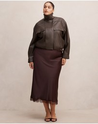 Forever New Curve - Angela Curve Oversized Vegan Leather Bomber Jacket
