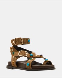 Steve Madden - Linear Taupe Suede Sandals