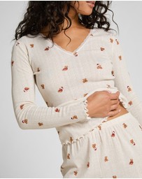 Hunkemoller - Long Sleeve Pointelle Bear PJ Set
