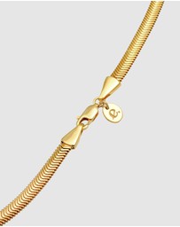 Elli Jewelry - Necklace Snake Flat Elegant Herringbone Trend Blogger in 925 Sterling Silver Gold Plated