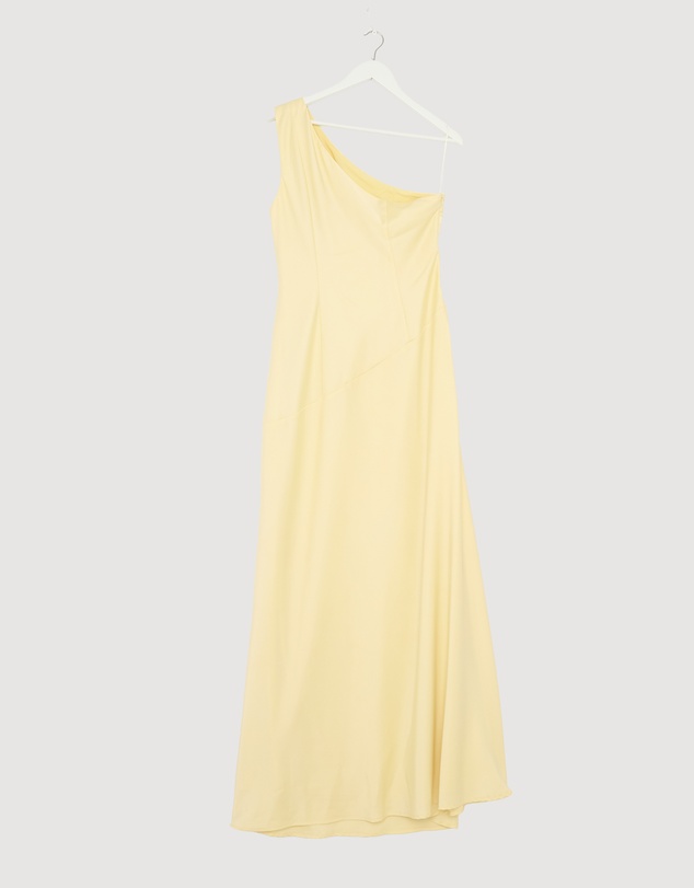 Revibe - Repaired CHANCERY Hallie Satin One Shoulder Drape Maxi Dress - AU 14
