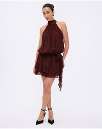 Minima Esenciales - Abbie High Neck Drop Waist Mini Dress