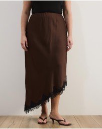 Atmos&Here Curvy - Leoni Asymmetric Lace Satin Skirt
