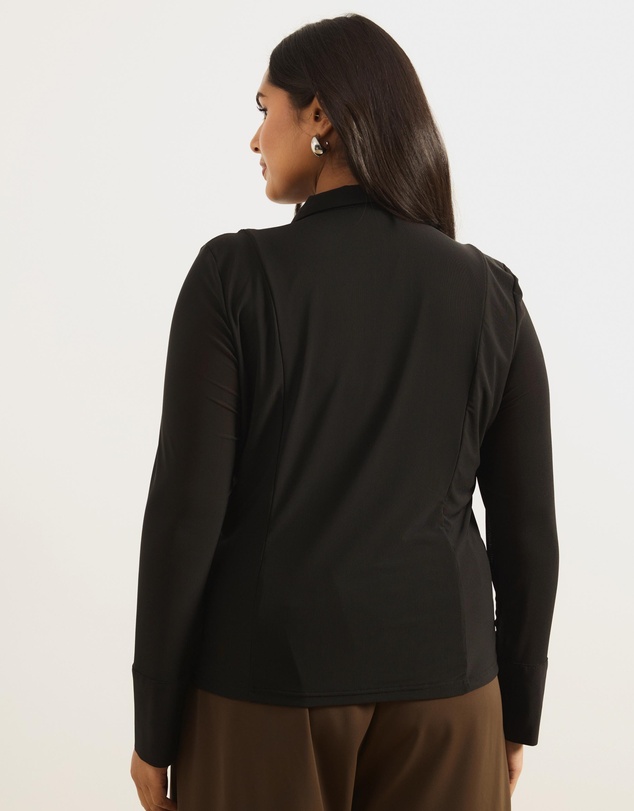 Atmos&Here Curvy - Willa Long Sleeve Mesh Shirt